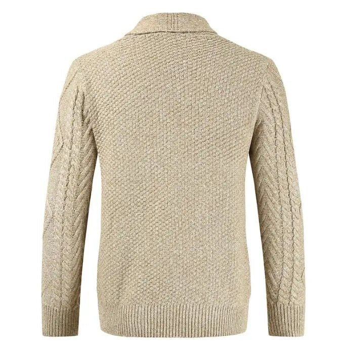 Julian's Menswear Men's Cable Knit Button Down V-Neck Cardigan - Cozy Sweater for Cold Weather