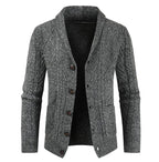 Julian's Menswear Men's Cable Knit Button Down V-Neck Cardigan - Cozy Sweater for Cold Weather