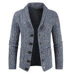 Julian's Menswear Men's Cable Knit Button Down V-Neck Cardigan - Cozy Sweater for Cold Weather