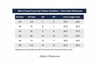 Men's Casual Lace-Up Fashion Sneakers | Size Chart | Julian's Menswear