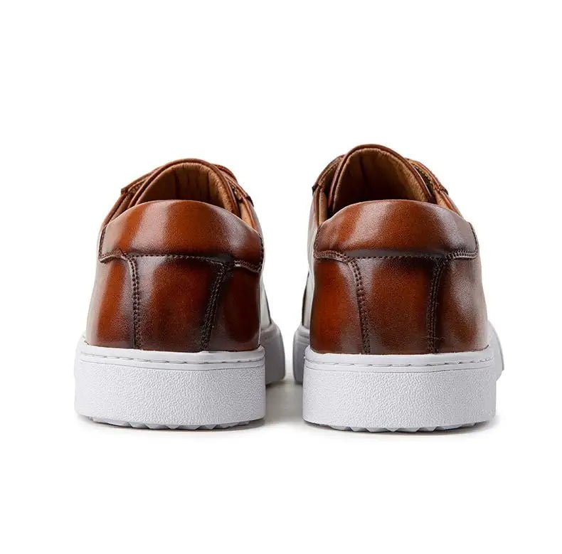 Julian's Menswear Brown 38 Men's Leather Sneakers — Stylish Hybrid Oxford Comfort Shoes