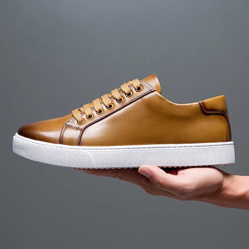 Julian's Menswear Yellow 38 Men's Leather Sneakers — Stylish Hybrid Oxford Comfort Shoes