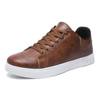 Julian's Menswear Black 39 Men's Low-Top Leather Dress Sneakers - PU Round Toe