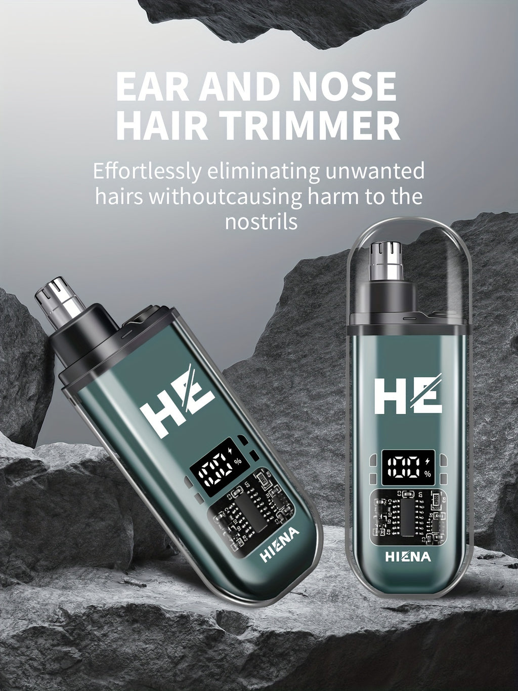 HIENA Portable Electric Nose Hair Trimmer with Digital Display - USB Rechargeable, Lithium Battery, Men's Grooming Tool
