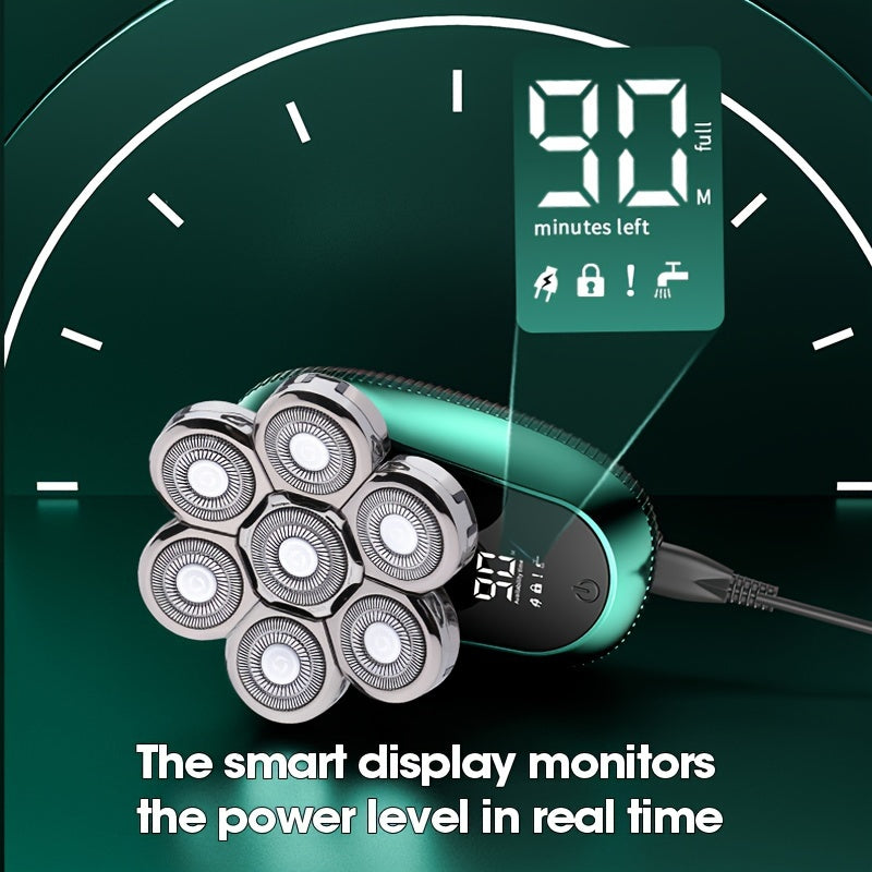 Supreme 7D Rotary Mens Grooming Kit - Advanced Shaver, Trimmer, Nose Hair Clipper, Facial Scraper, Cleansing Brush, USB Rechargeable, Bald Head Razor - Perfect Fathers Day Gift