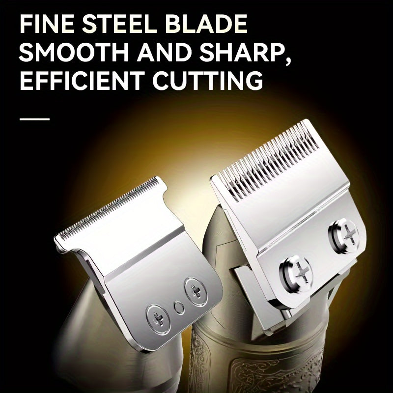 Kemei 3 Pcs/1 Set Men's Professional Cordless Barber And Beard Trimmer Set Men's Grooming Set LED Display Perfect Holiday Gift For Home, Hair Salon