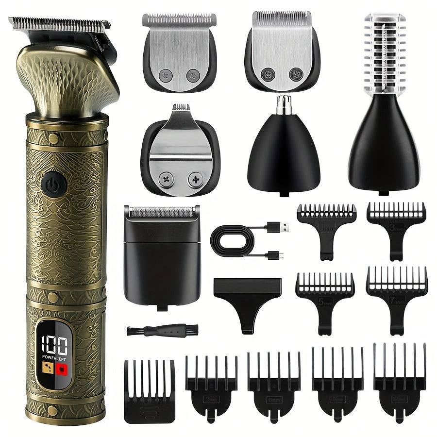 GERTZY 7-in-1 Men's Grooming Kit: Cordless Electric Razor for Trimming, Shaving & Styling - USB Rechargeable with Lithium Battery