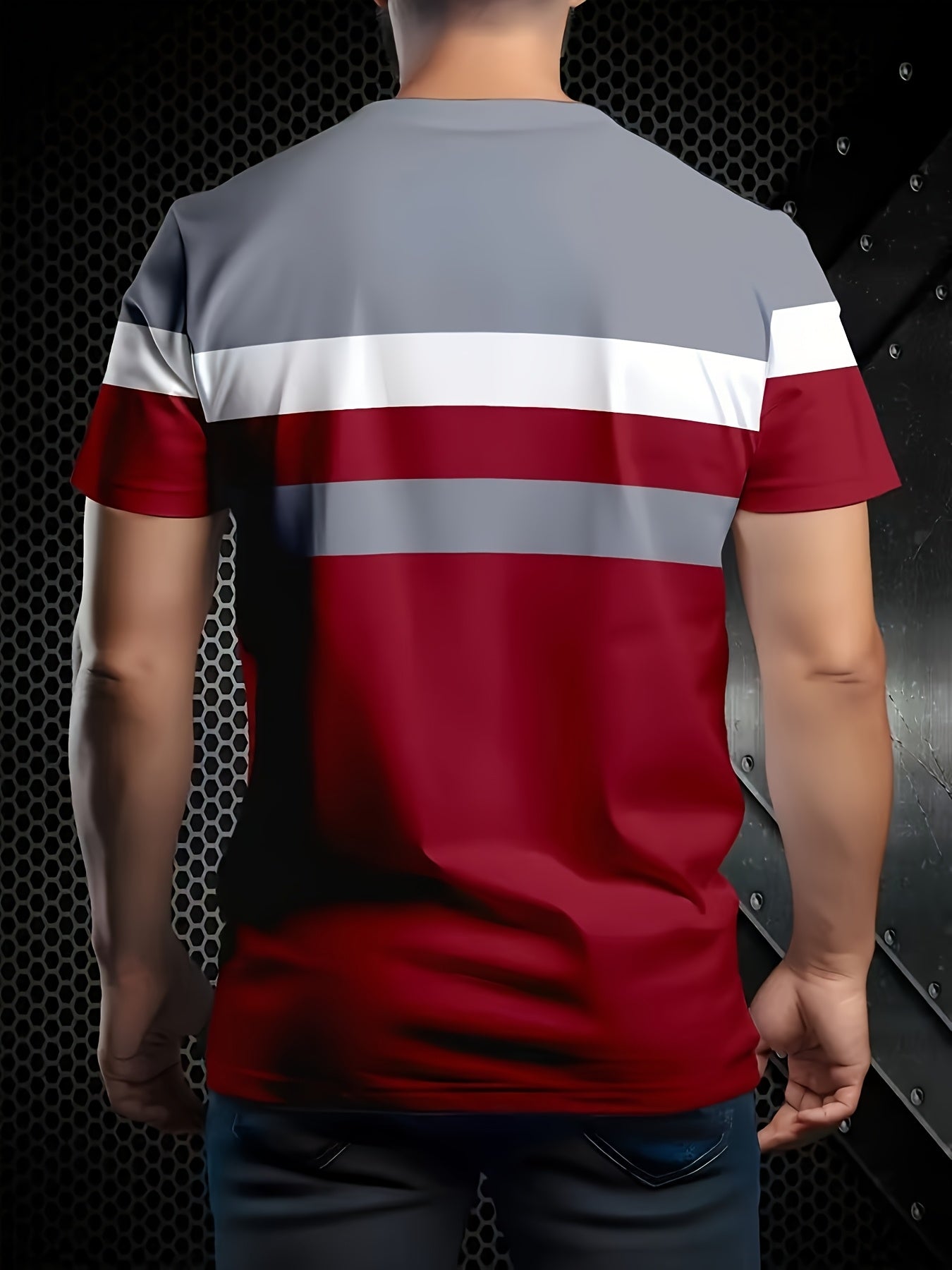 Set of 5 Stylish 3D Digital Print Striped Men'S T-Shirts