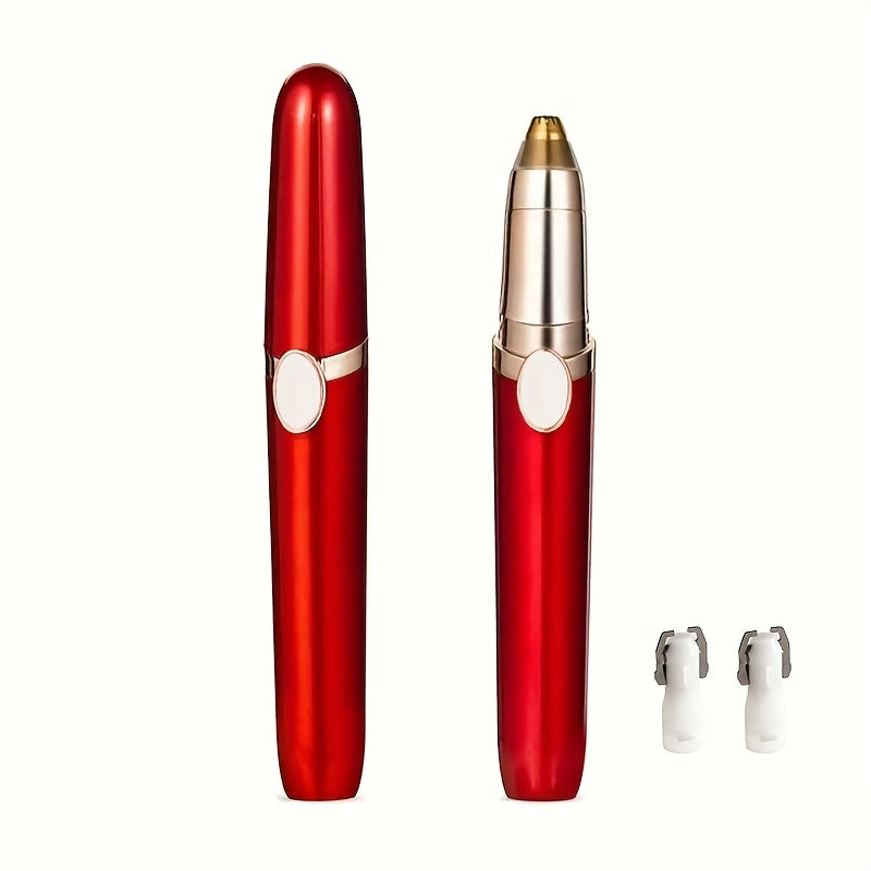 [Compact Nose Trimmer] Portable Compact Red Electric Nose Hair Trimmer | Rechargeable Lithium Battery, Stylish Golden Accents, Mini Design for Men's Grooming, USB Charging - Modern Nose Hair Trimmer, Grooming Essentials