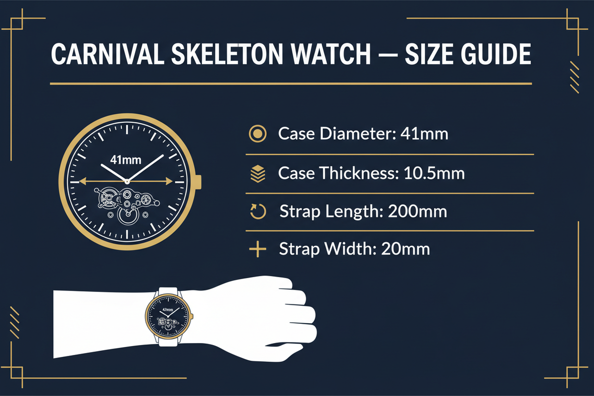Carnival Skeleton Watch Size Guide
