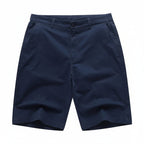 Julian's Menswear # Navy Men's Casual Stretch Bermuda Shorts - Versatile Smart-Casual Look