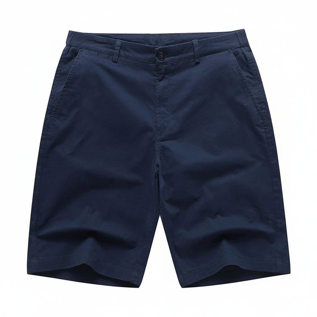Julian's Menswear # Navy Men's Casual Stretch Bermuda Shorts - Versatile Smart-Casual Look