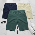 Julian's Menswear # Navy Men's Casual Stretch Bermuda Shorts - Versatile Smart-Casual Look