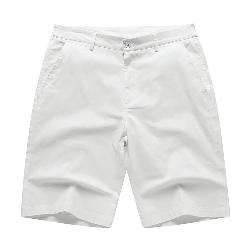 Julian's Menswear # White Men's Casual Stretch Bermuda Shorts - Versatile Smart-Casual Look
