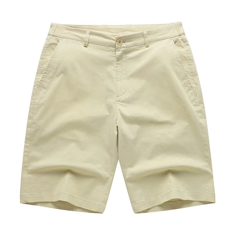 Julian's Menswear # Beige Men's Casual Stretch Bermuda Shorts - Versatile Smart-Casual Look
