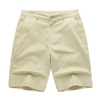 Julian's Menswear # Beige Men's Casual Stretch Bermuda Shorts - Versatile Smart-Casual Look