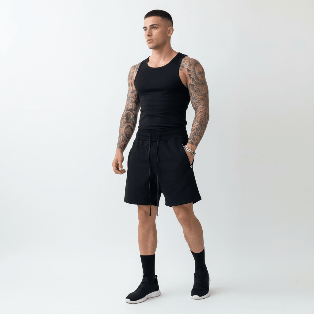 Julian's Menswear M Gray Men's Casual Cotton Gym Shorts - Breathable Workout Shorts for Training, Weekend and Casual Wear