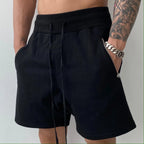 Julian's Menswear M Black Men's Casual Cotton Gym Shorts - Breathable Workout Shorts for Training, Weekend and Casual Wear