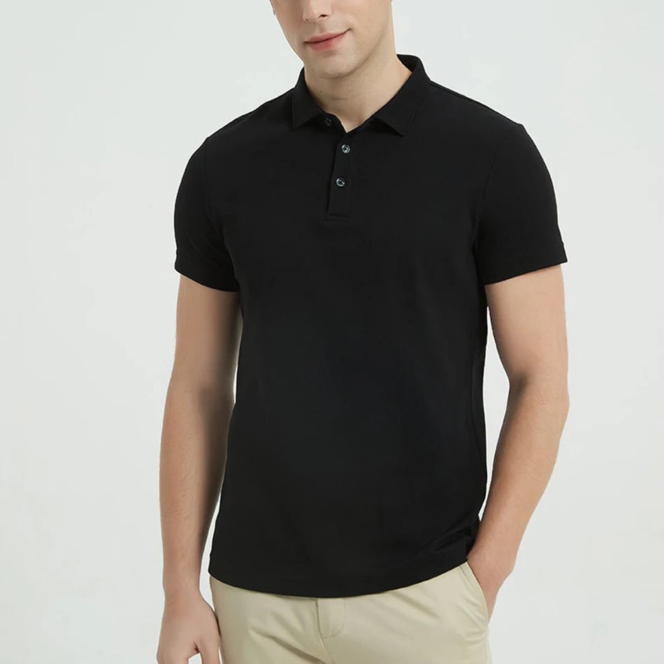 Julian's Menswear S Black Men's 230GSM Casual Cotton Polo Shirt - Classic Smart-Casual Style in 9 Colors, S-5XL