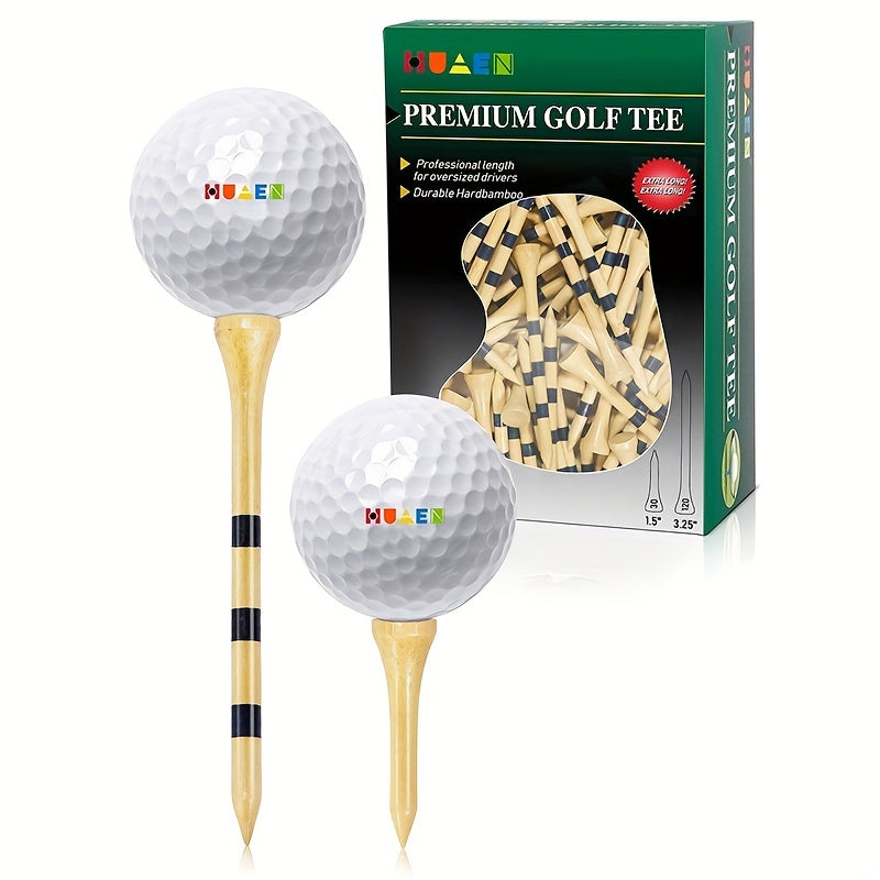 150pcs Striped Bamboo Golf Tees, Reusable Durable Reduce Friction And Side Spinning Golf Tees, Outdoor Golf Accessories