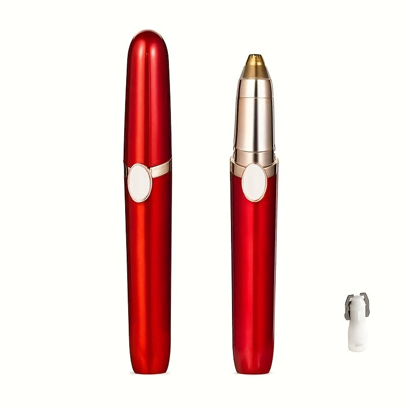 [Compact Nose Trimmer] Portable Compact Red Electric Nose Hair Trimmer | Rechargeable Lithium Battery, Stylish Golden Accents, Mini Design for Men's Grooming, USB Charging - Modern Nose Hair Trimmer, Grooming Essentials