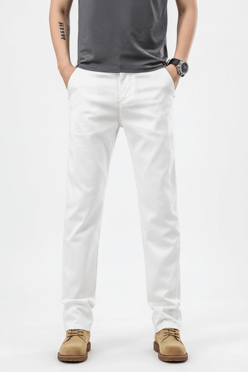 Julian's Menswear 28 Gray Versatile Men's Classic Stretch Chinos for Office, Weekend & Beyond