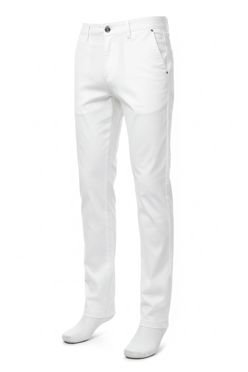 Julian's Menswear 28 White Versatile Men's Classic Stretch Chinos for Office, Weekend & Beyond