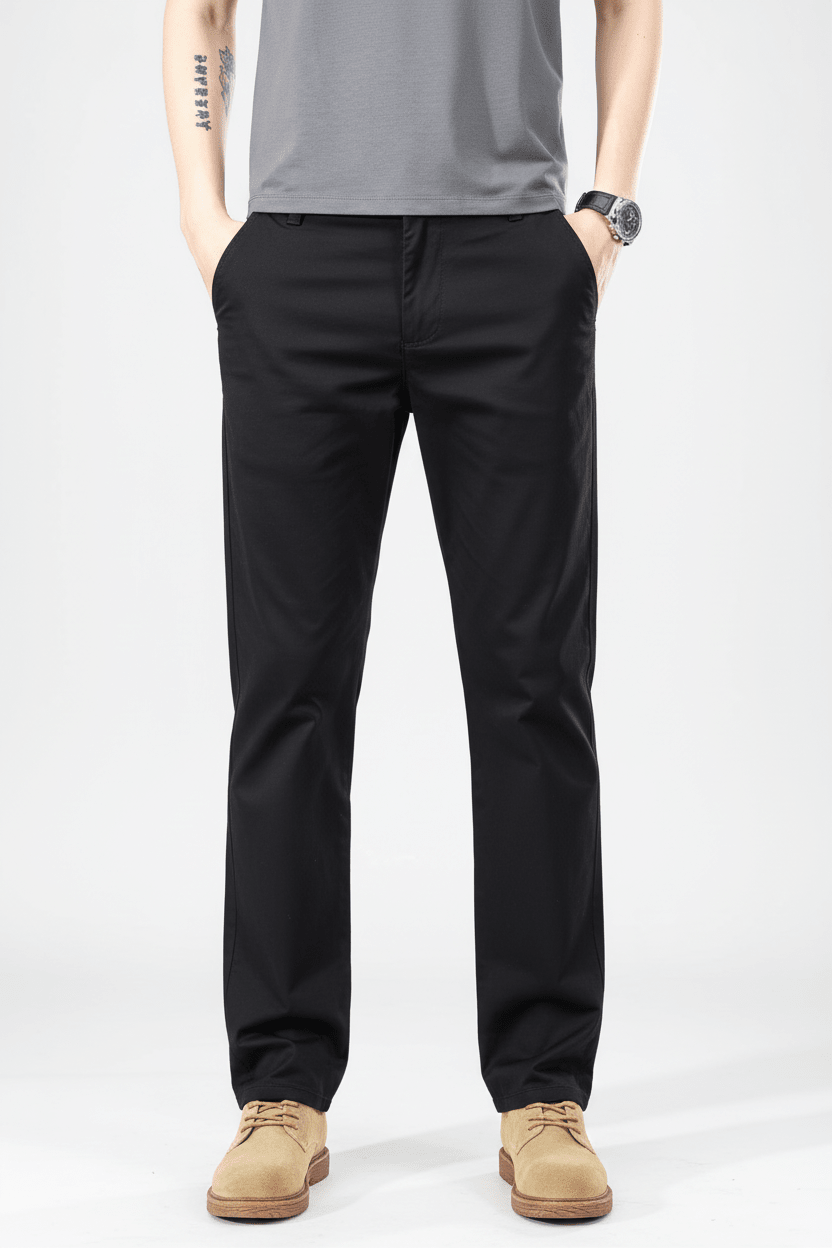 Julian's Menswear 28 Gray Versatile Men's Classic Stretch Chinos for Office, Weekend & Beyond
