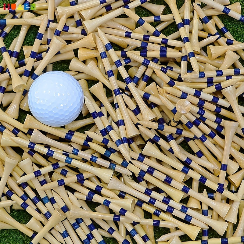 150pcs Striped Bamboo Golf Tees, Reusable Durable Reduce Friction And Side Spinning Golf Tees, Outdoor Golf Accessories