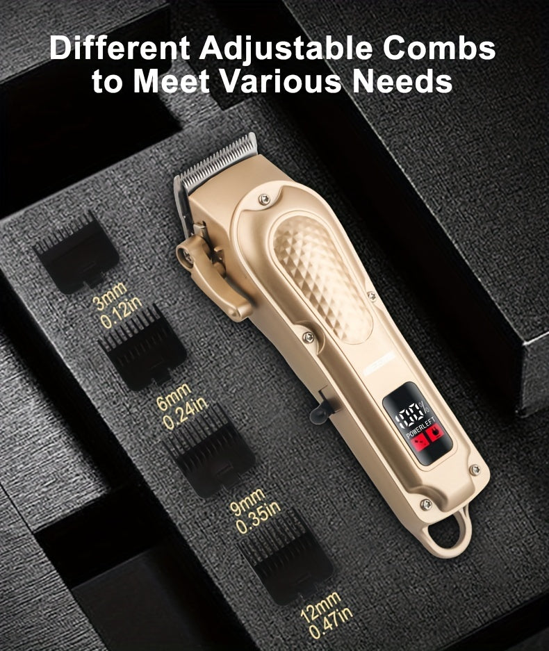 WEEME Professional Hair Clippers Set, 4-Position Limiting Comb, LCD Display, USB Rechargeable, 36V Voltage, 1500mAh Battery, Black/Blue/Golden Options, Men's Grooming Tool