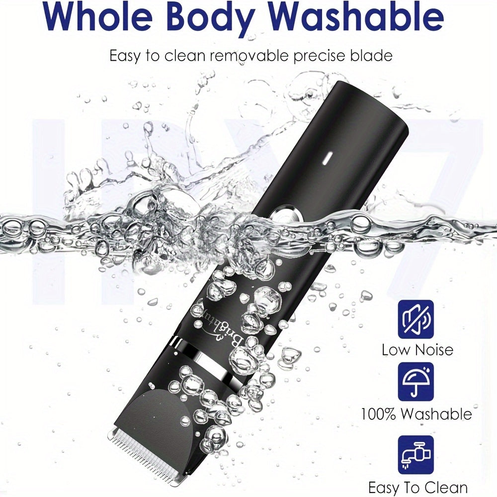 Brightup Manscape Electric Razor for Men, Wet/Dry Pubic Ball Nose Body Facial Shaver with LED Light, Body Hair Trimmer with Storage Bag, Womens Bikini Trimmer, Mens Grooming Kit