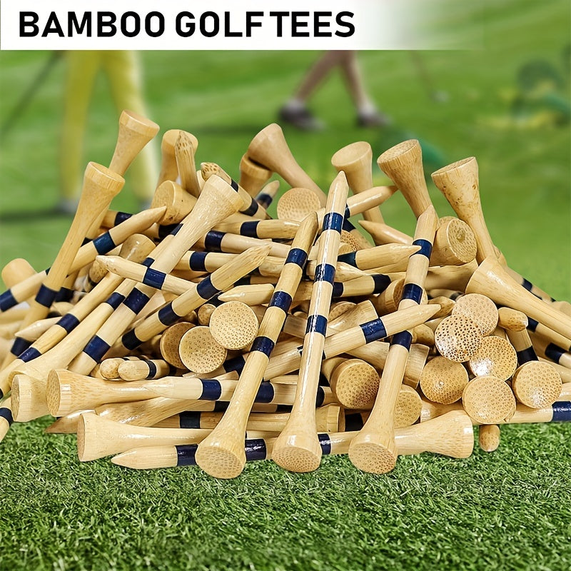 150pcs Striped Bamboo Golf Tees, Reusable Durable Reduce Friction And Side Spinning Golf Tees, Outdoor Golf Accessories
