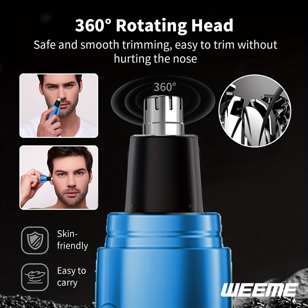WEEME 4pcs Men's Grooming Kit: Electric Hair Clipper, Nose Trimmer, Shaver & Lithium Battery Set with USB Charging, & 4-in-1 Attachments-like Functionality - Ideal Gift for Men, Beard & Body Hair Care (Blue