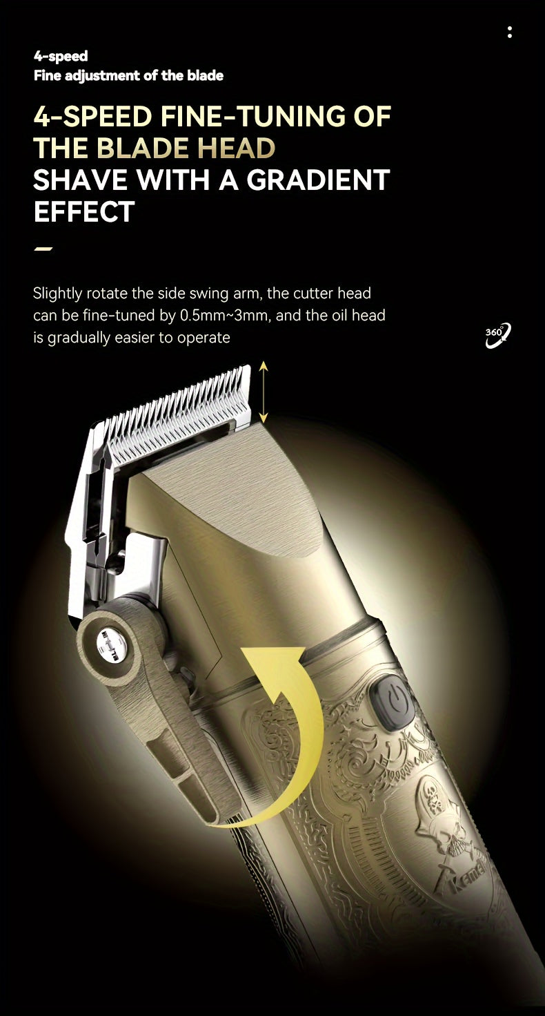 Kemei 3 Pcs/1 Set Men's Professional Cordless Barber And Beard Trimmer Set Men's Grooming Set LED Display Perfect Holiday Gift For Home, Hair Salon