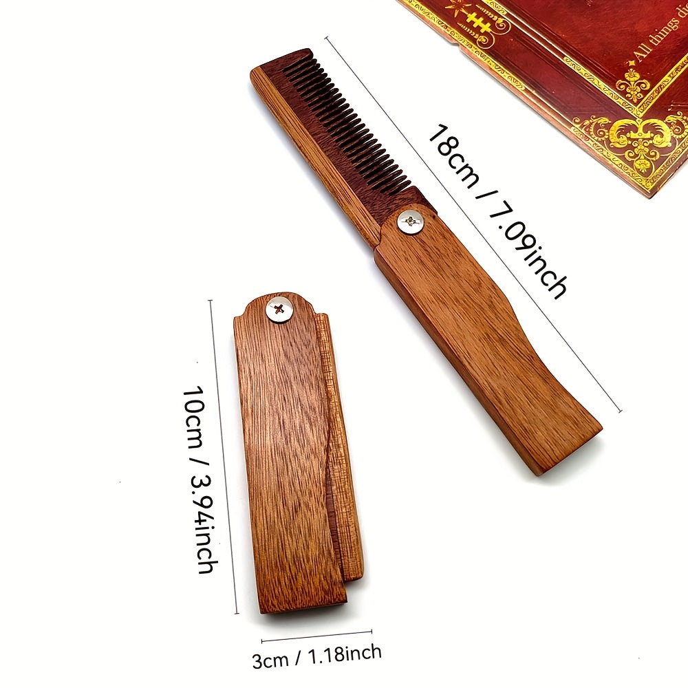 Personalized Wooden Beard Comb - Foldable Men'S Grooming Gift with Engraved Name "BEN" - Durable & High-Quality Craftsmanship - Ideal for Christmas, Valentine's, Weddings, Birthdays - Perfect for Dad, Husband, Groom, Groom Ac