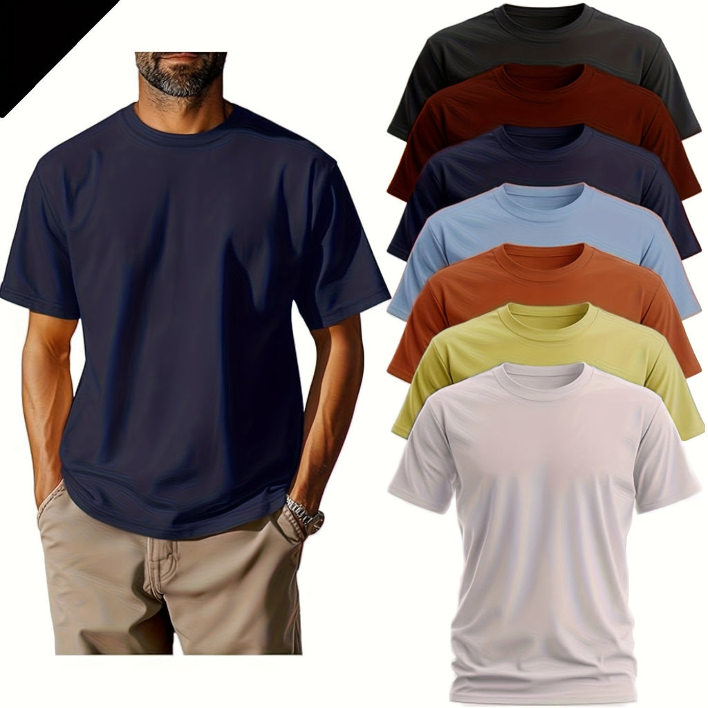 7 Packs of Bulk Wholesale Men'S T-Shirts Eversoft Cotton Regular Fit Short Sleeve Crew Neck Lightweight T-Shirt Tees