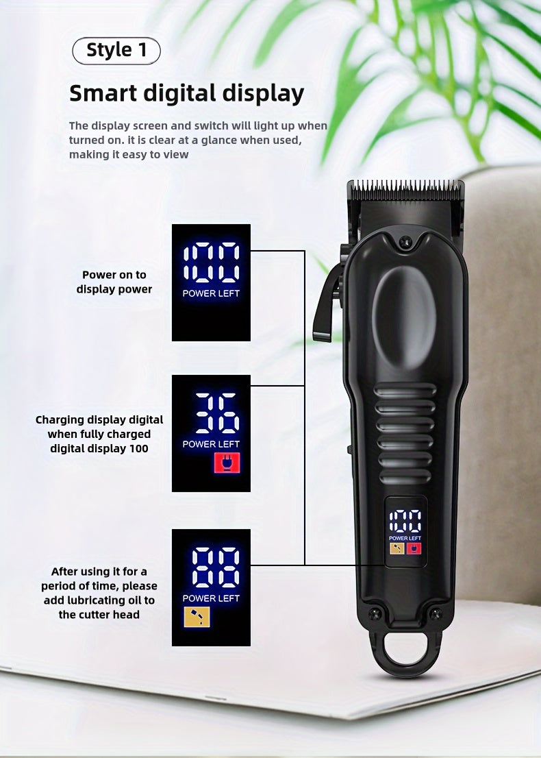 3-in-1 Professional Men's Grooming Kit: Wireless Hair Clipper, Trimmer & Electric Foil Shaver with LED Display - USB Rechargeable, Perfect for Home, Travel & Barbershops