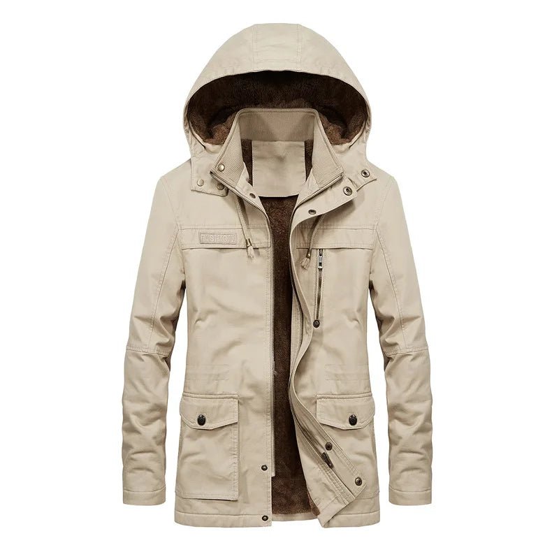 Julian's Menswear M Black Men's Parkas Faux Fur Lined Hooded Winter Coat- Windproof, Insulated Jacket for Cold Weather