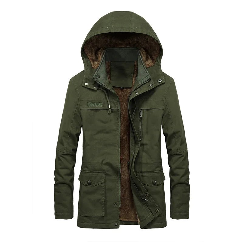 Julian's Menswear M Black Men's Parkas Faux Fur Lined Hooded Winter Coat- Windproof, Insulated Jacket for Cold Weather