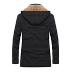 Julian's Menswear M Black Men's Parkas Faux Fur Lined Hooded Winter Coat- Windproof, Insulated Jacket for Cold Weather