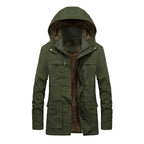 Julian's Menswear M Green Men's Parkas Faux Fur Lined Hooded Winter Coat- Windproof, Insulated Jacket for Cold Weather