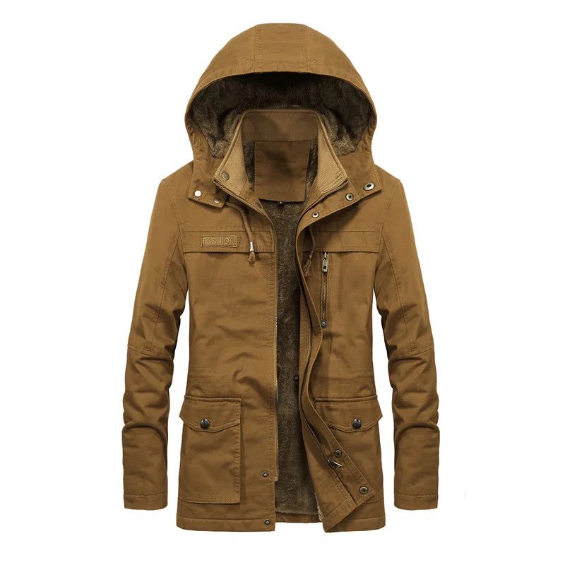 Julian's Menswear M Brown Men's Parkas Faux Fur Lined Hooded Winter Coat- Windproof, Insulated Jacket for Cold Weather