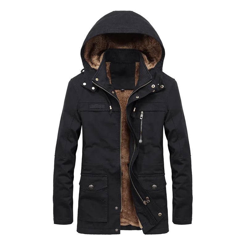 Julian's Menswear M Tan Men's Parkas Faux Fur Lined Hooded Winter Coat- Windproof, Insulated Jacket for Cold Weather