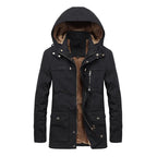 Julian's Menswear M Tan Men's Parkas Faux Fur Lined Hooded Winter Coat- Windproof, Insulated Jacket for Cold Weather