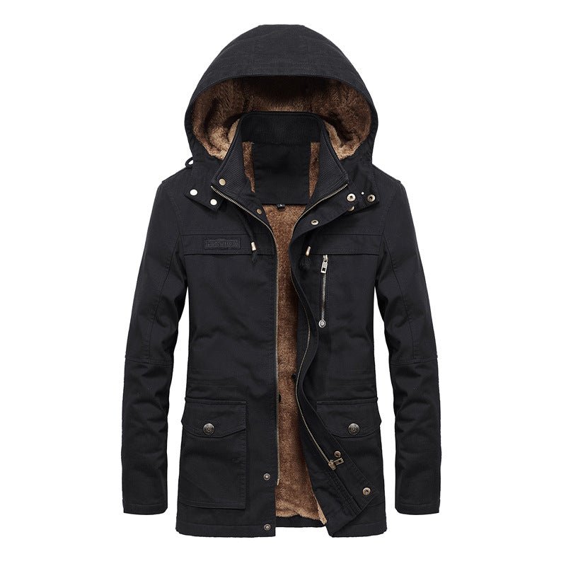 Julian's Menswear M Black Men's Parkas Faux Fur Lined Hooded Winter Coat- Windproof, Insulated Jacket for Cold Weather