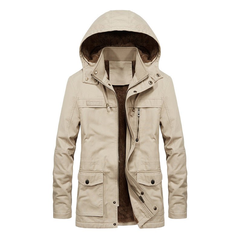 Julian's Menswear M Tan Men's Parkas Faux Fur Lined Hooded Winter Coat- Windproof, Insulated Jacket for Cold Weather