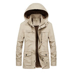 Julian's Menswear M Tan Men's Parkas Faux Fur Lined Hooded Winter Coat- Windproof, Insulated Jacket for Cold Weather