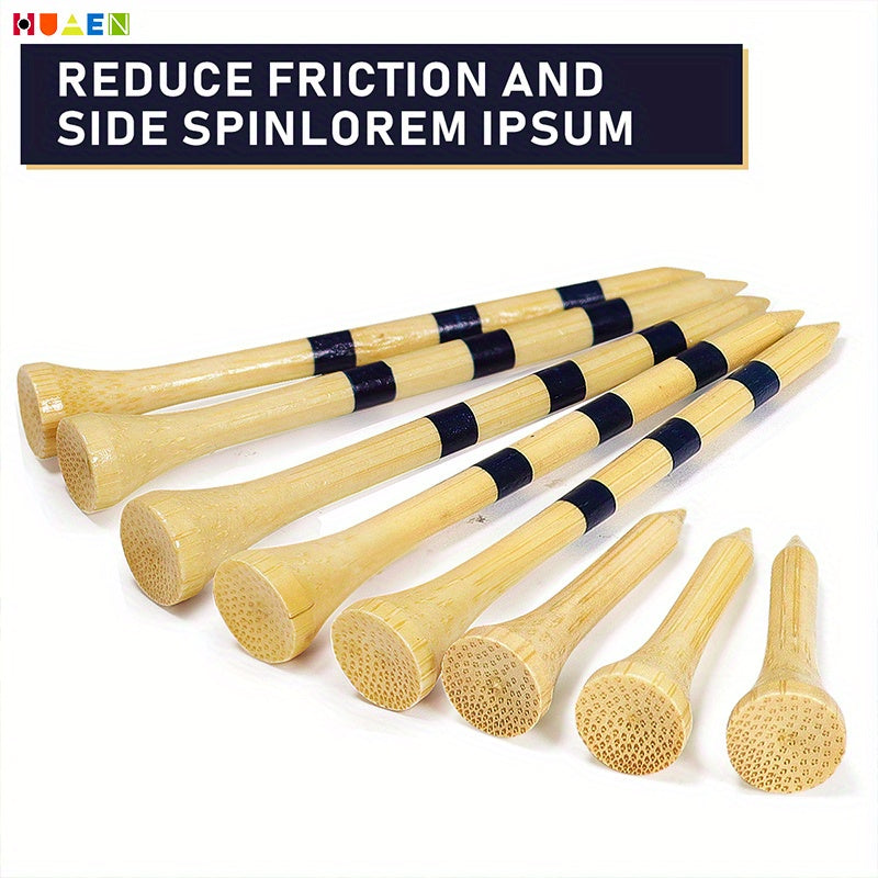 150pcs Striped Bamboo Golf Tees, Reusable Durable Reduce Friction And Side Spinning Golf Tees, Outdoor Golf Accessories