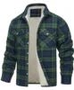 Julian's Menswear S 03 Fleece Men's New Long-sleeved Lapel Plaid Fleece Lined Single-breasted Men's