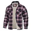 Julian's Menswear S 05 Fleece Men's New Long-sleeved Lapel Plaid Fleece Lined Single-breasted Men's